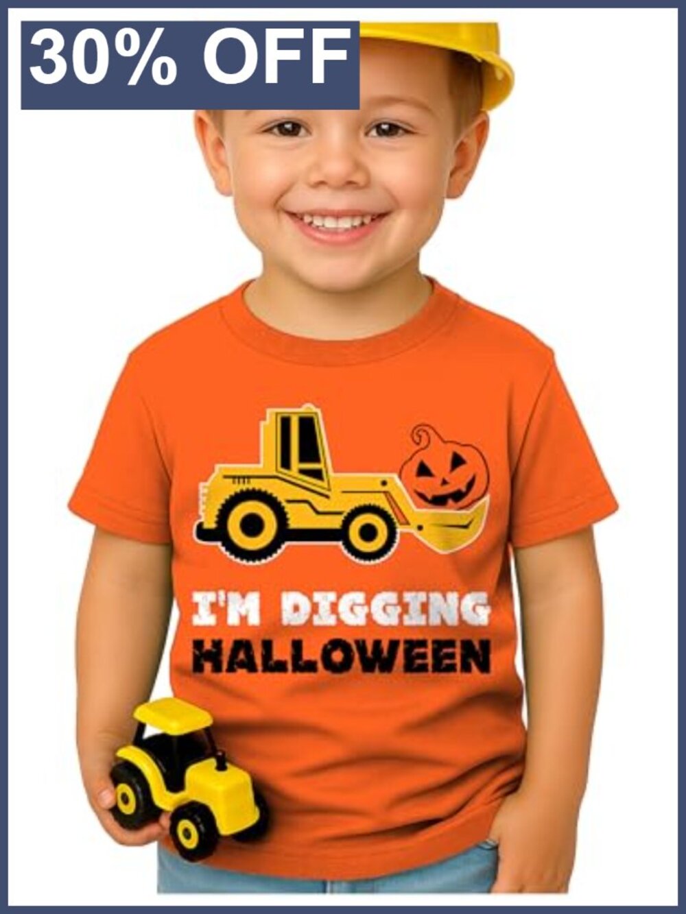 Halloween Truck Shirt Toddler Boy Pumpkin Construction Tee 100% Cotton